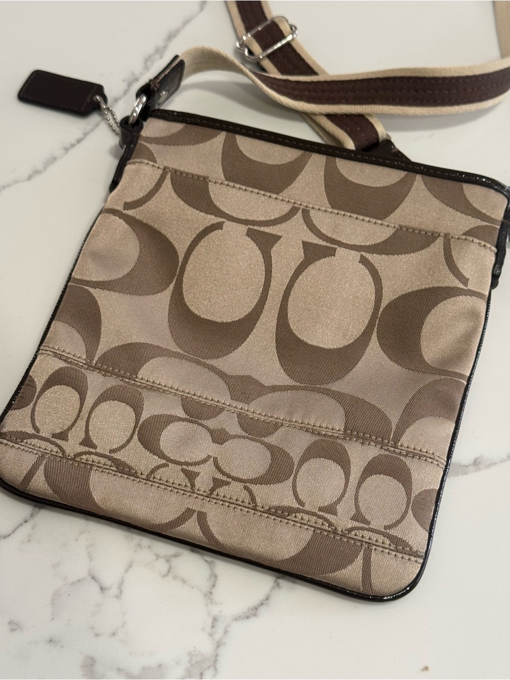 Coach Signature Khaki Brown Crossbody Bag Brown & Tan - Picture 5 of 10